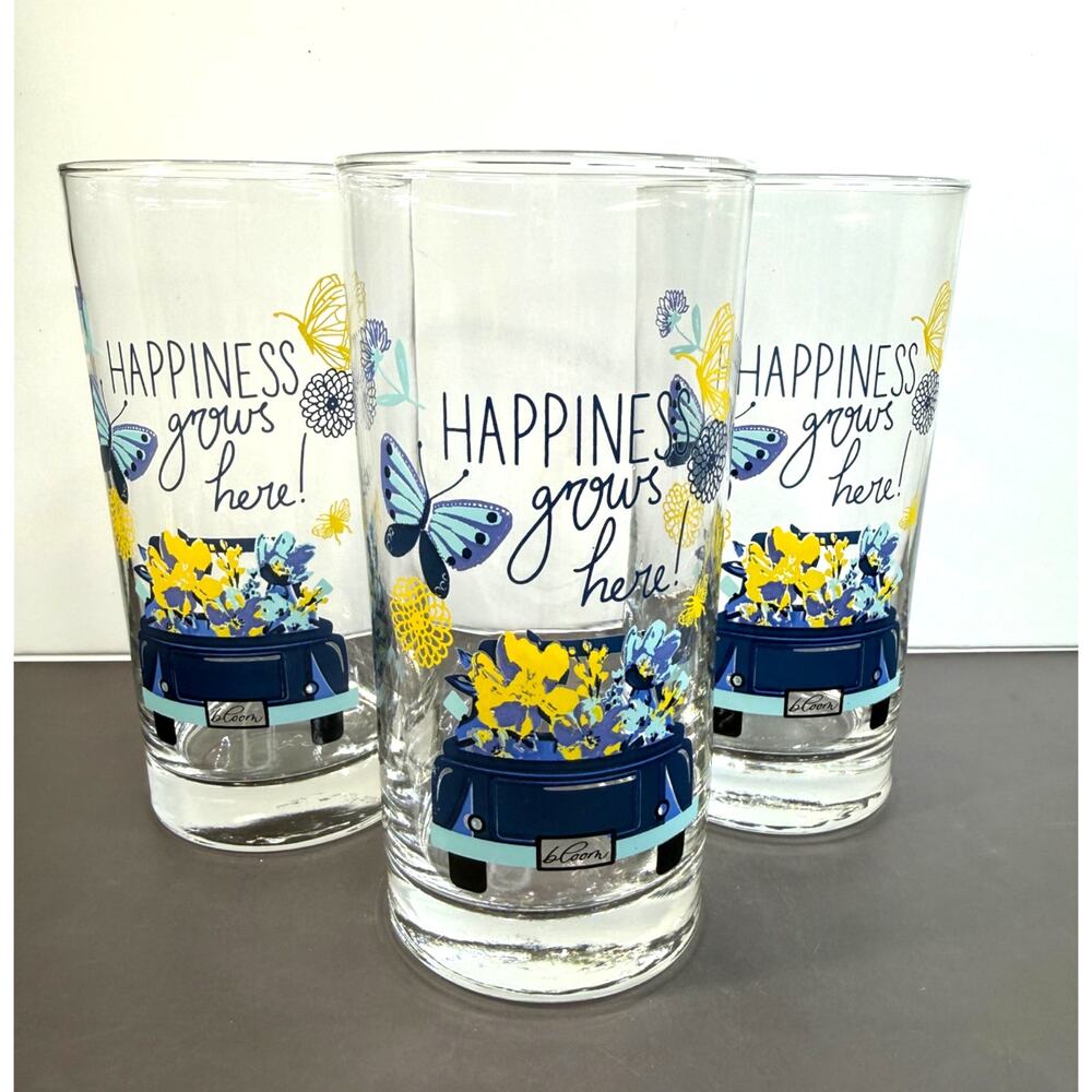 Greenbriar International Happiness Grows Here Tumbler Set of 3 PERFECT